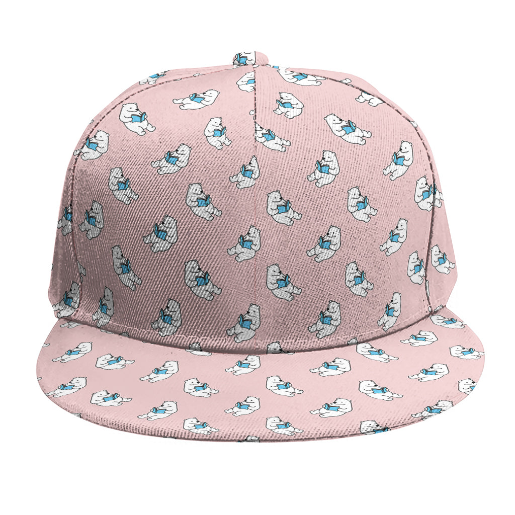 Polar Bear Reading Book Pattern Print Snapback Cap