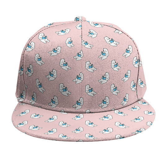 Polar Bear Reading Book Pattern Print Snapback Cap