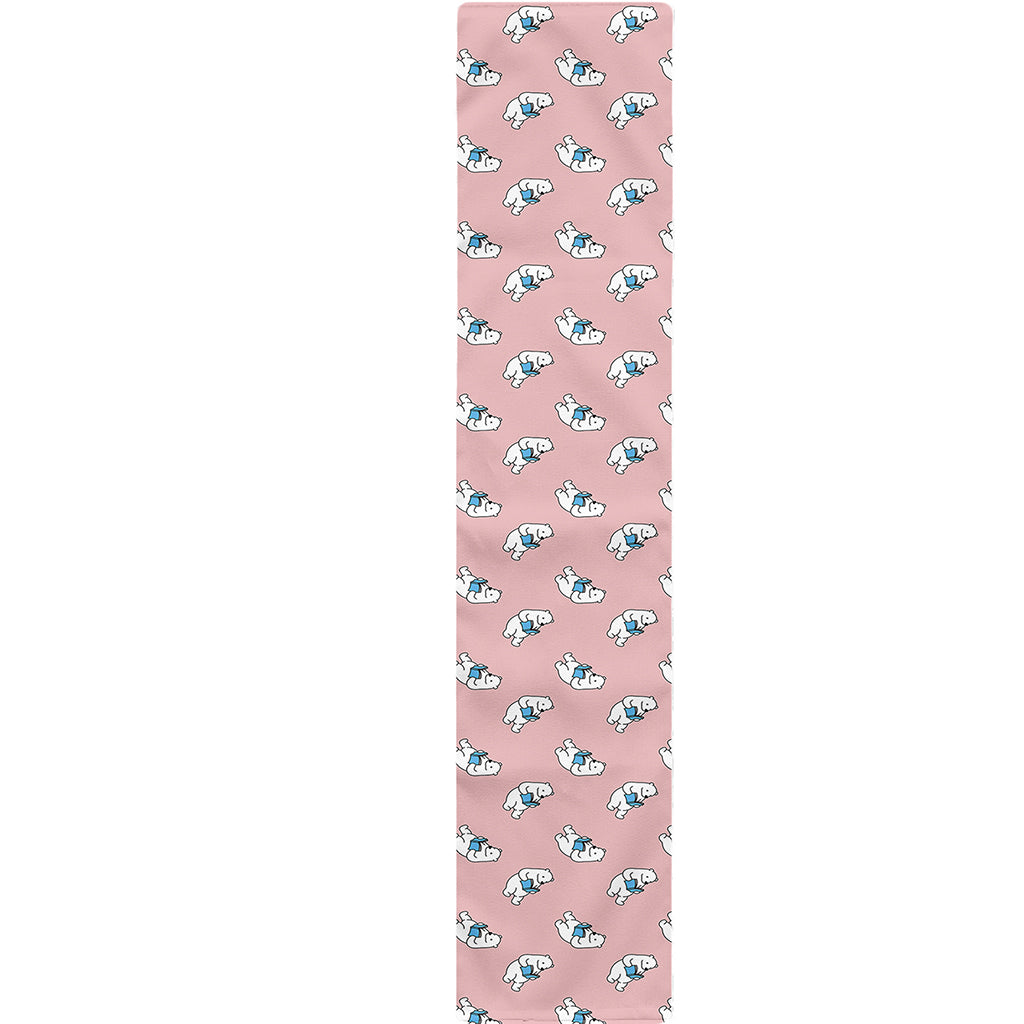 Polar Bear Reading Book Pattern Print Table Runner