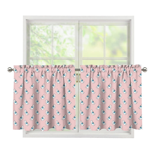 Polar Bear Reading Book Pattern Print Tier Curtains