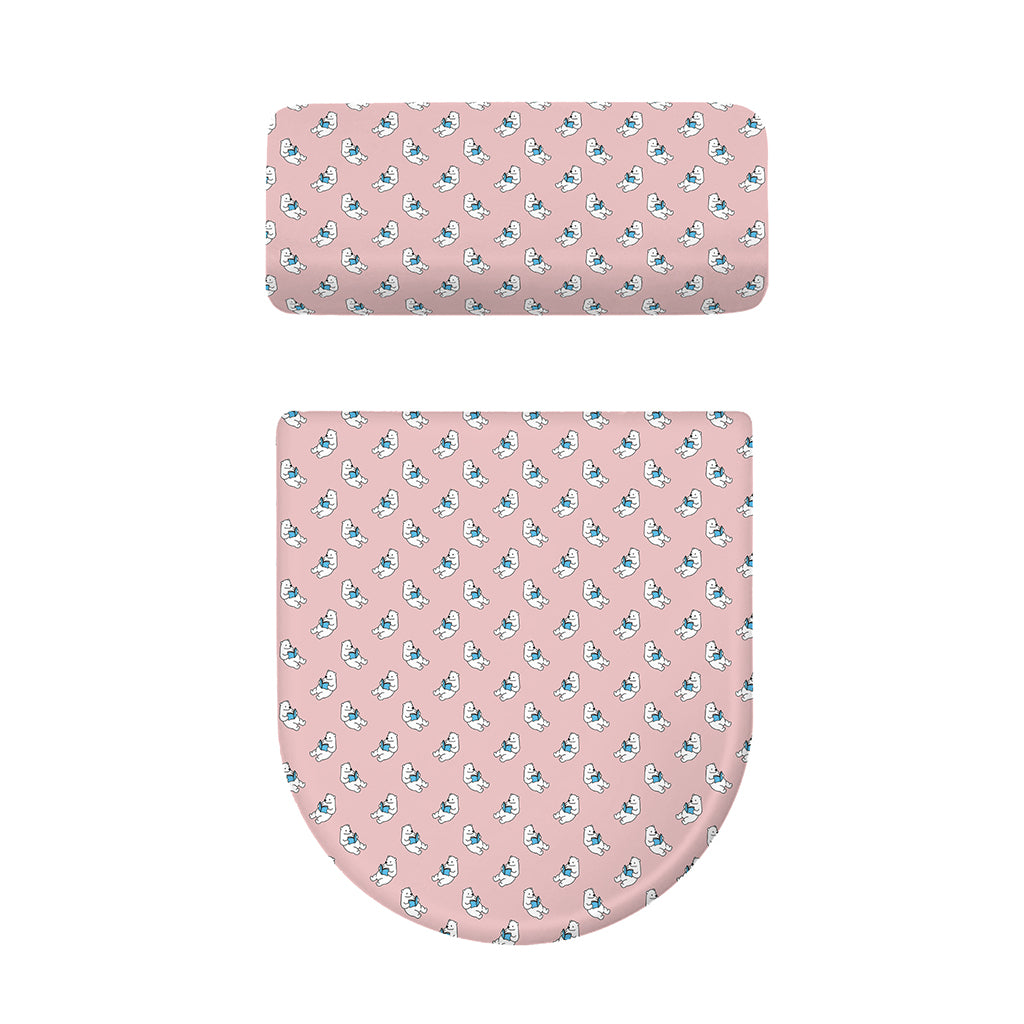 Polar Bear Reading Book Pattern Print Toilet Lid And Tank Cover Set