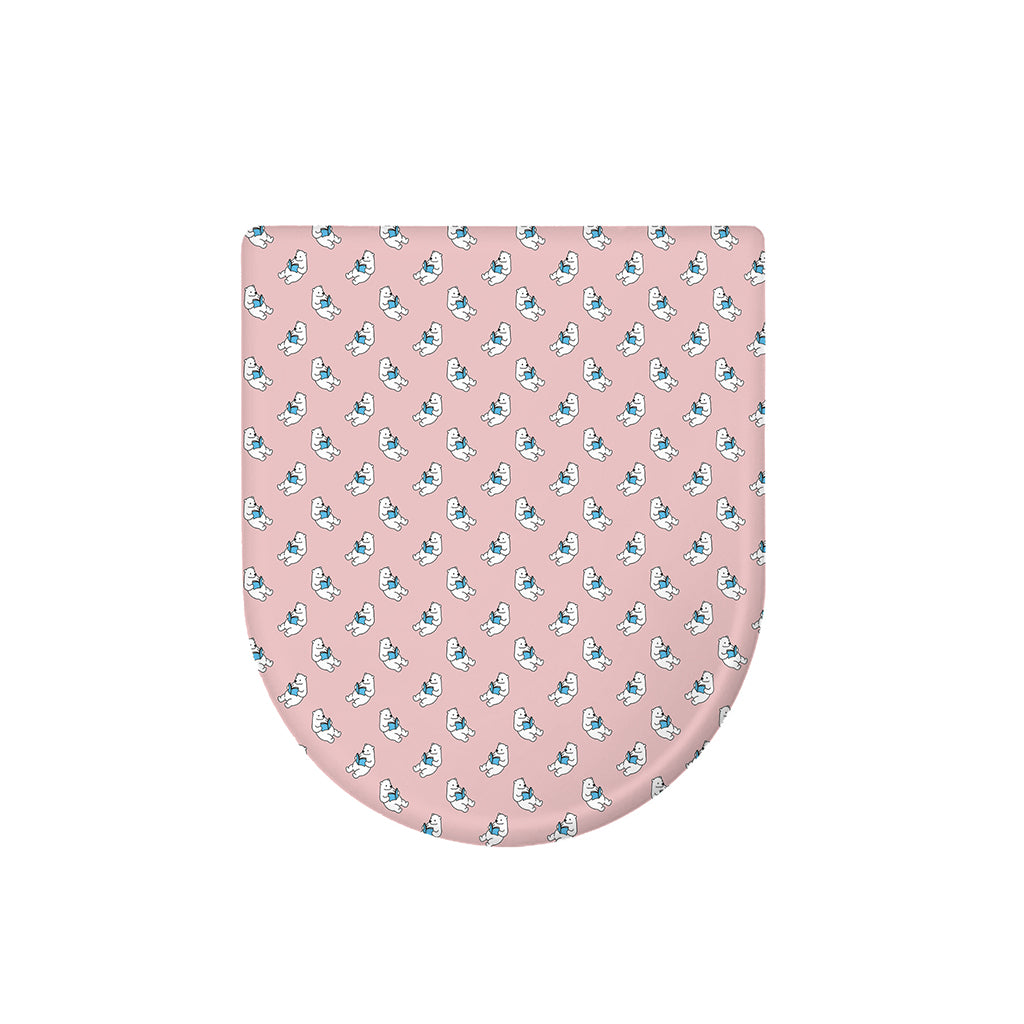 Polar Bear Reading Book Pattern Print Toilet Lid Cover