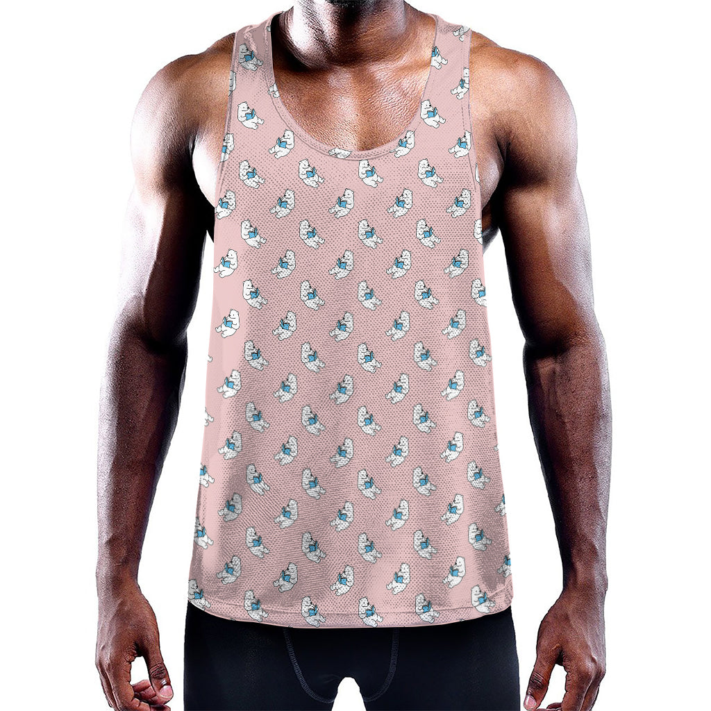 Polar Bear Reading Book Pattern Print Training Tank Top