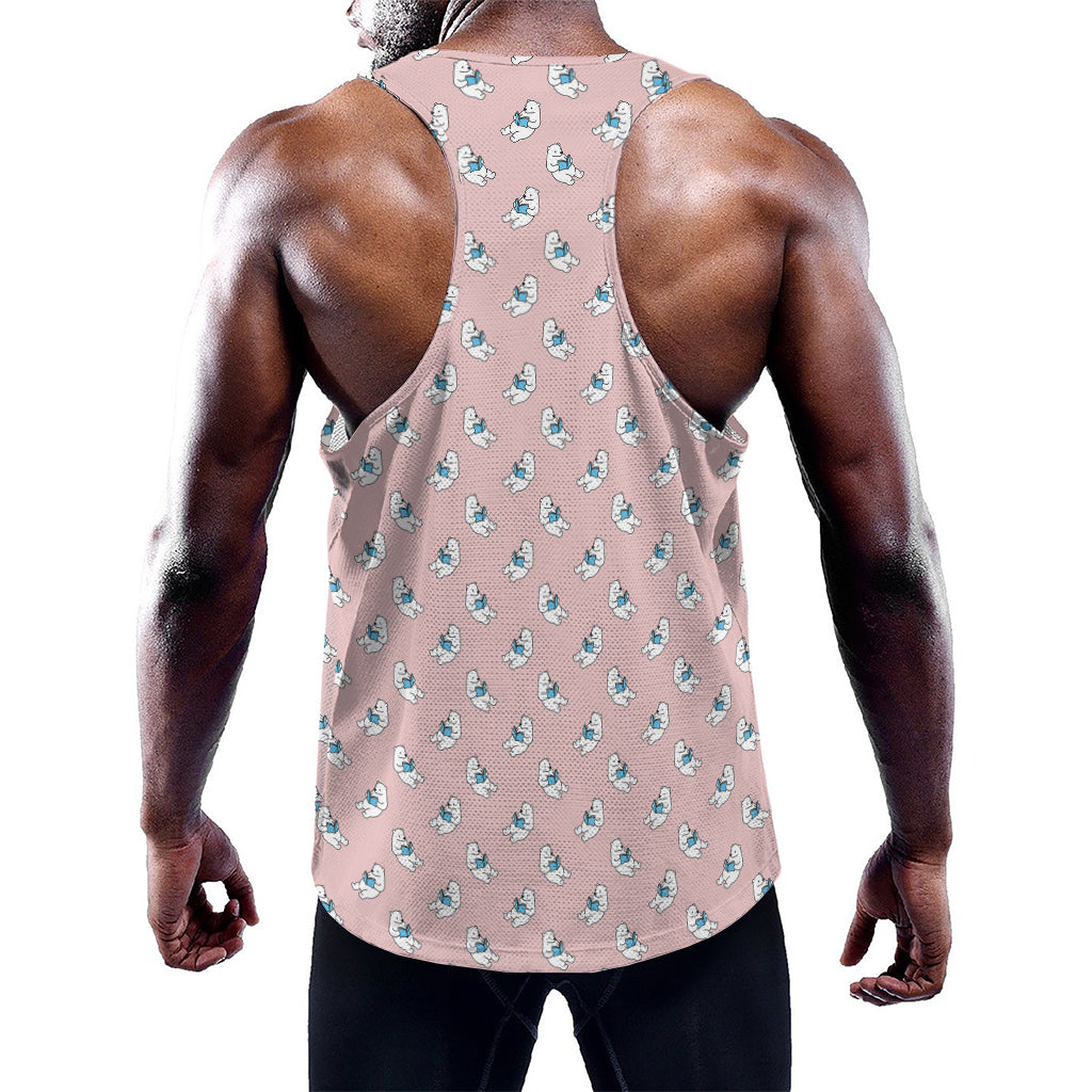 Polar Bear Reading Book Pattern Print Training Tank Top