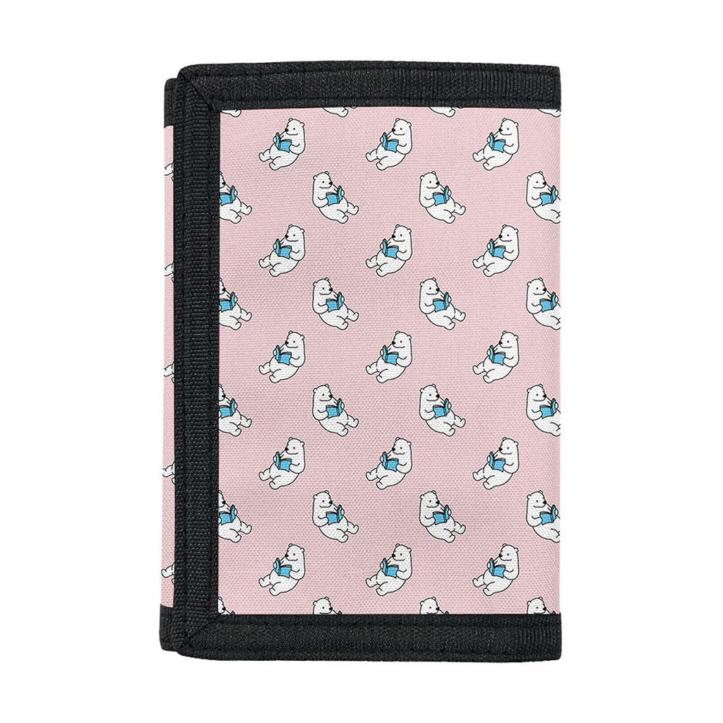 Polar Bear Reading Book Pattern Print Trifold Wallet