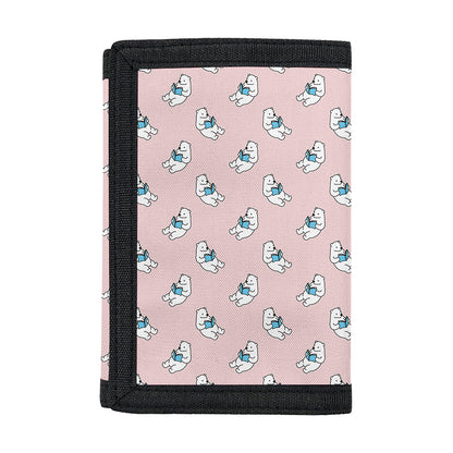 Polar Bear Reading Book Pattern Print Trifold Wallet