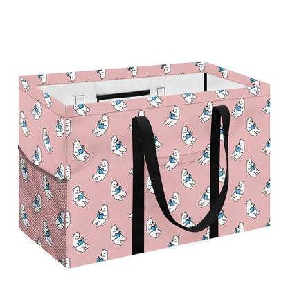 Polar Bear Reading Book Pattern Print Utility Tote Bag