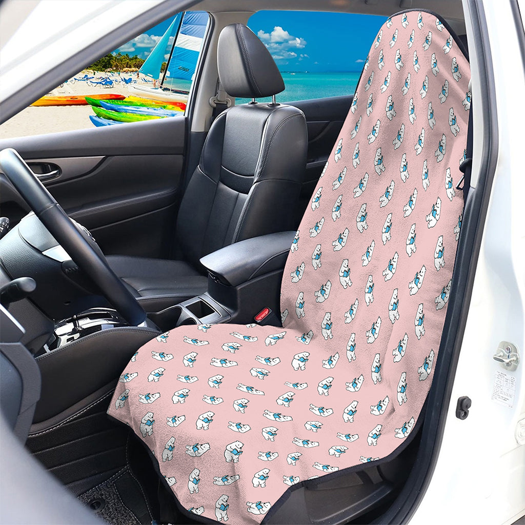 Polar Bear Reading Book Pattern Print Waterproof Car Seat Cover