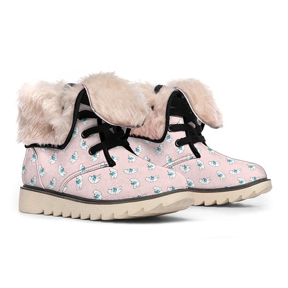 Polar Bear Reading Book Pattern Print Winter Boots