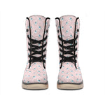 Polar Bear Reading Book Pattern Print Winter Boots