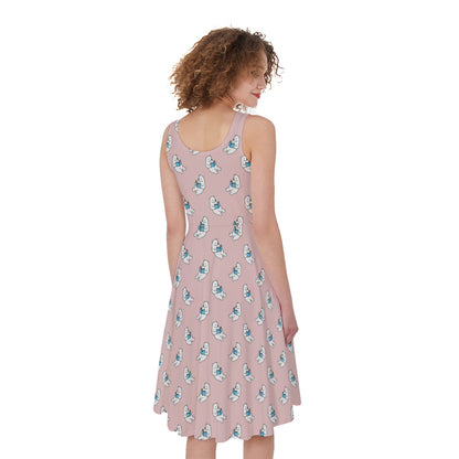 Polar Bear Reading Book Pattern Print Women's Sleeveless Dress