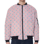 Polar Bear Reading Book Pattern Print Zip Sleeve Bomber Jacket