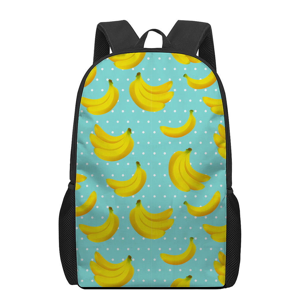 Polka Dot Banana Pattern Print 17 Inch Backpack