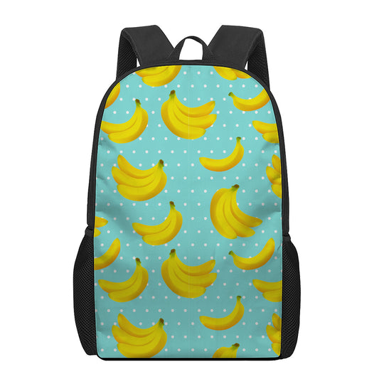 Polka Dot Banana Pattern Print 17 Inch Backpack