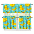 Polka Dot Banana Pattern Print 3 Piece Kitchen Curtains