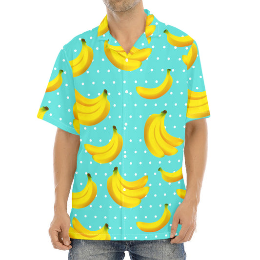 Polka Dot Banana Pattern Print Aloha Shirt