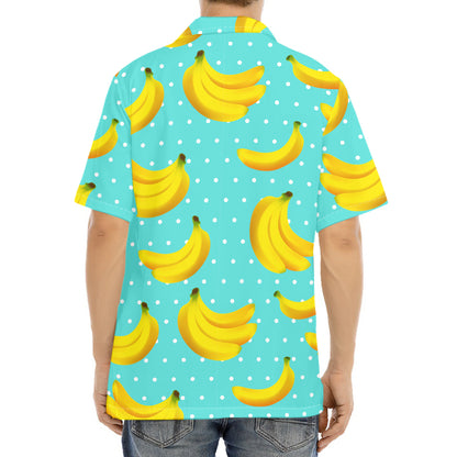 Polka Dot Banana Pattern Print Aloha Shirt