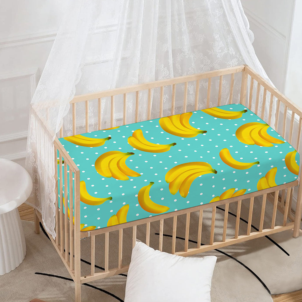 Polka Dot Banana Pattern Print Baby Crib Sheet