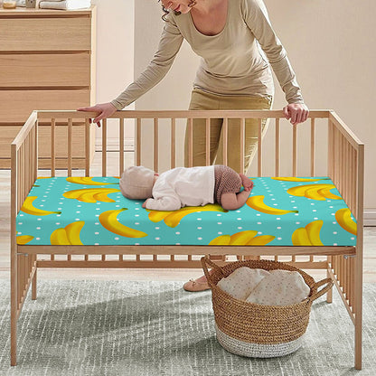 Polka Dot Banana Pattern Print Baby Crib Sheet