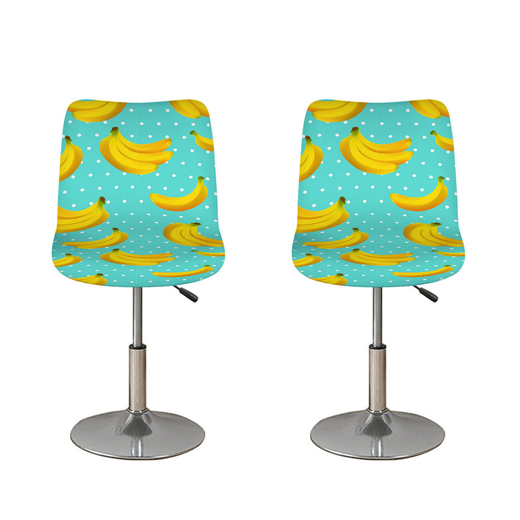 Polka Dot Banana Pattern Print Bar Stool Covers