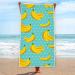 Polka Dot Banana Pattern Print Beach Towel