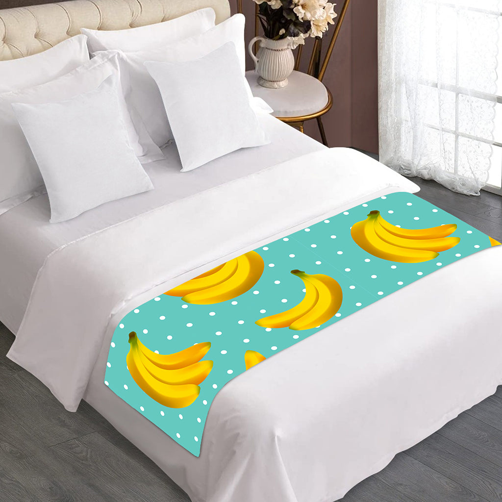 Polka Dot Banana Pattern Print Bed Runner