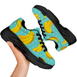 Polka Dot Banana Pattern Print Black Chunky Shoes