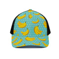 Polka Dot Banana Pattern Print Black Mesh Trucker Hat