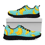 Polka Dot Banana Pattern Print Black Running Shoes