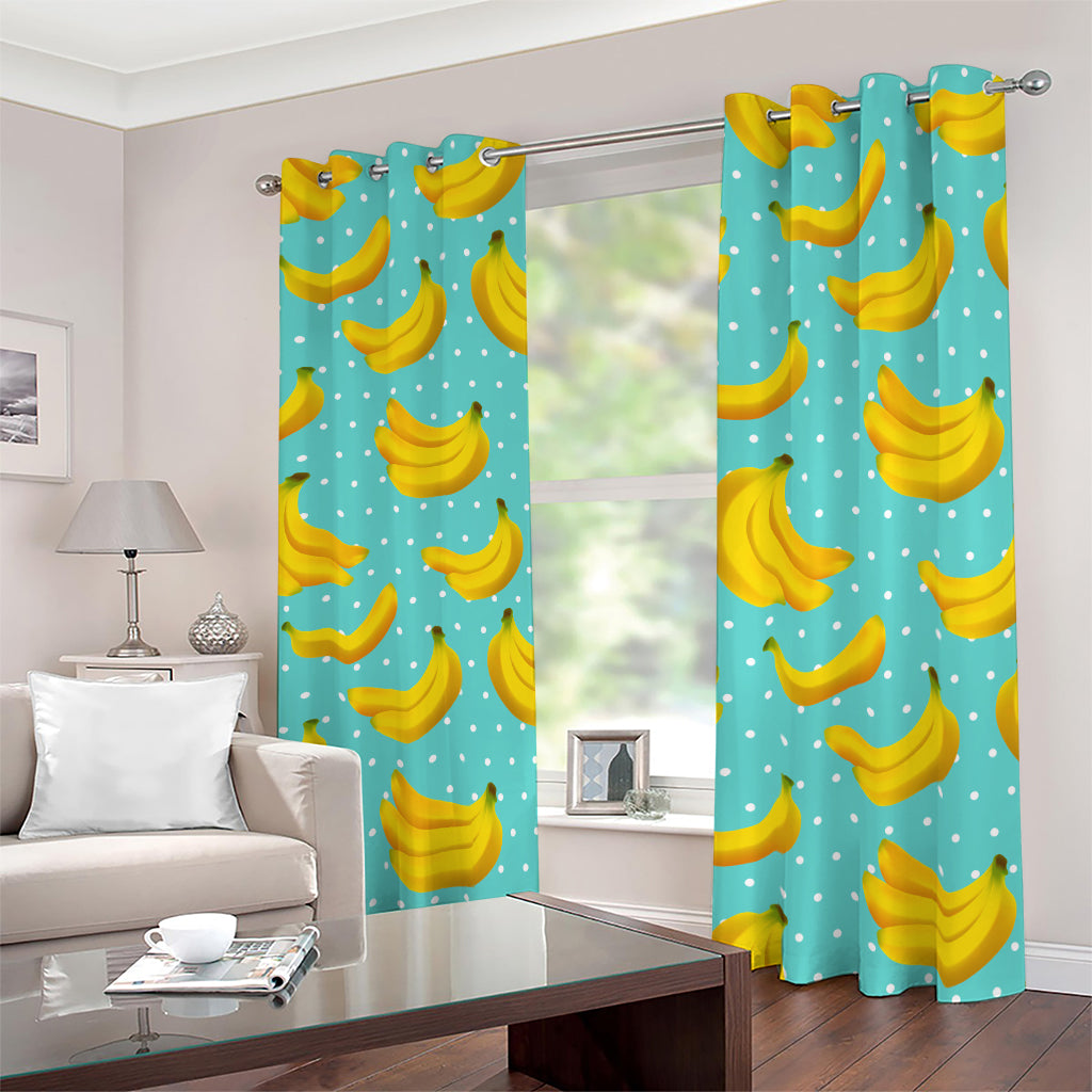 Polka Dot Banana Pattern Print Blackout Grommet Curtains