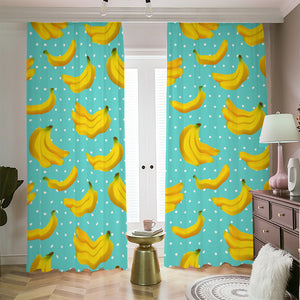 Polka Dot Banana Pattern Print Blackout Pencil Pleat Curtains