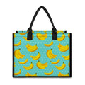 Polka Dot Banana Pattern Print Canvas Tote Bag