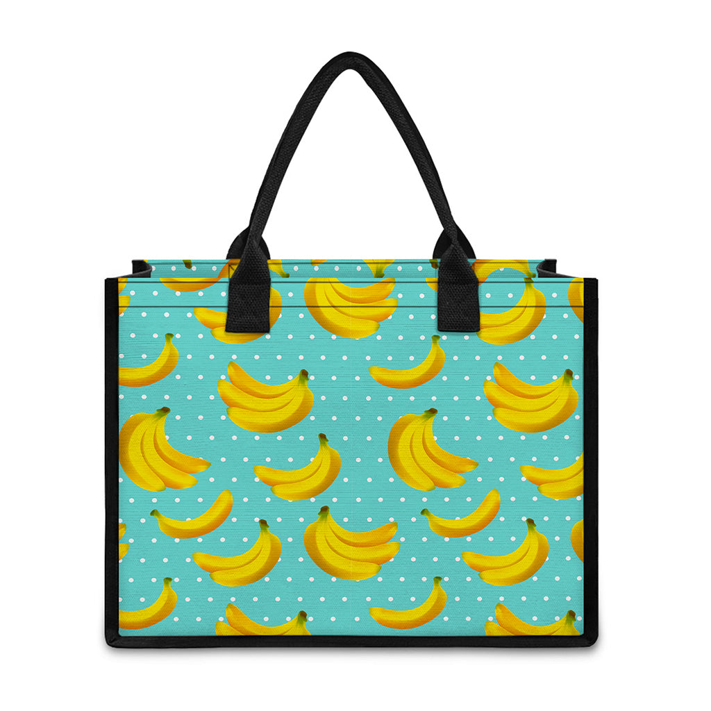 Polka Dot Banana Pattern Print Canvas Tote Bag