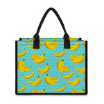 Polka Dot Banana Pattern Print Canvas Tote Bag