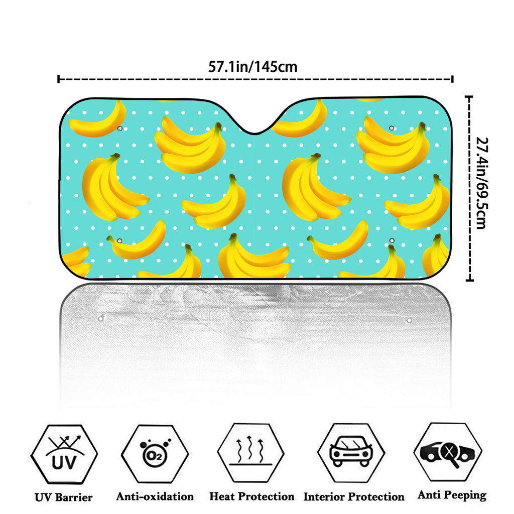 Polka Dot Banana Pattern Print Car Windshield Sun Shade
