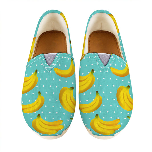 Polka Dot Banana Pattern Print Casual Shoes