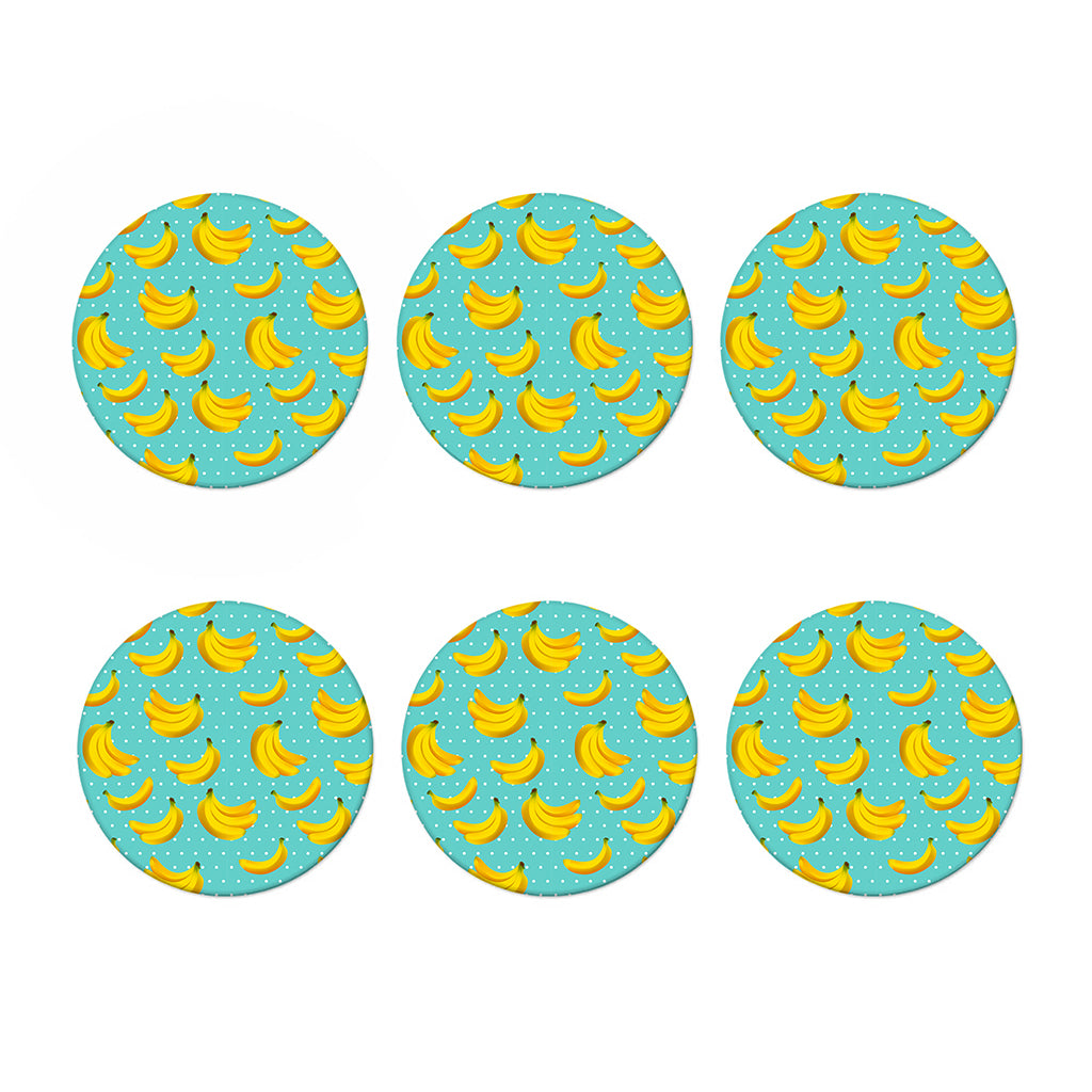 Polka Dot Banana Pattern Print Coaster Set