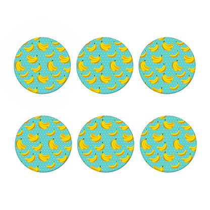 Polka Dot Banana Pattern Print Coaster Set