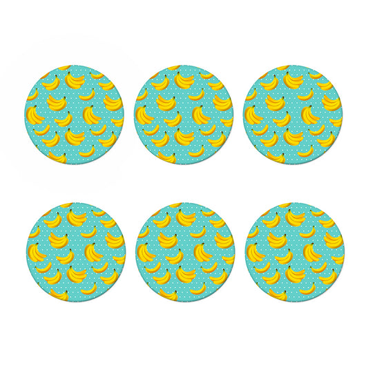 Polka Dot Banana Pattern Print Coaster Set