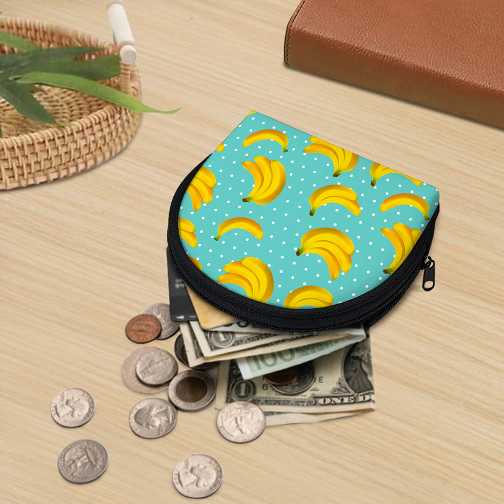 Polka Dot Banana Pattern Print Coin Purse