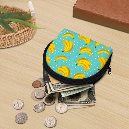 Polka Dot Banana Pattern Print Coin Purse