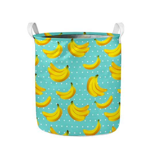 Polka Dot Banana Pattern Print Collapsible Laundry Basket