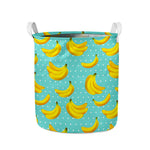Polka Dot Banana Pattern Print Collapsible Laundry Basket