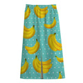 Polka Dot Banana Pattern Print Cotton Front Slit Maxi Skirt