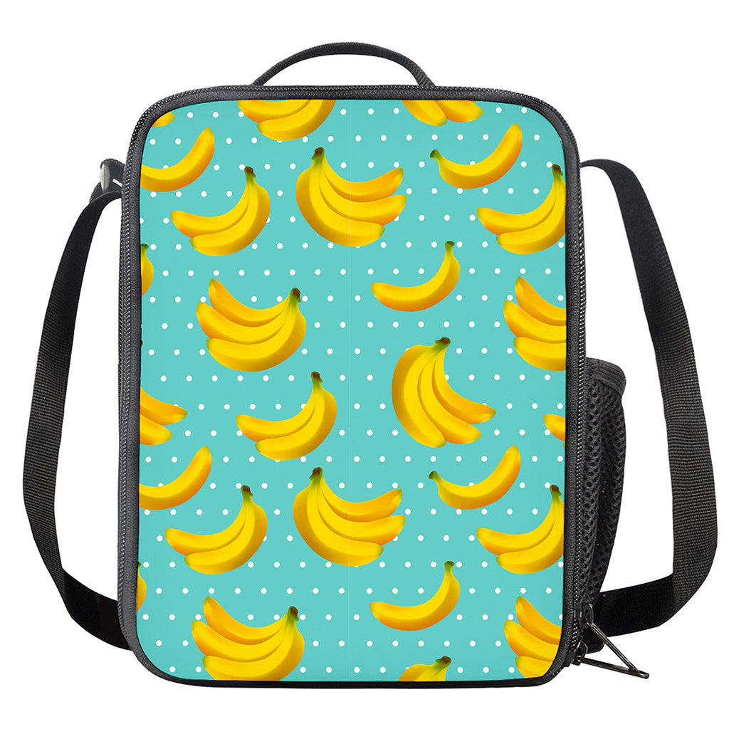 Polka Dot Banana Pattern Print Crossbody Lunch Bag