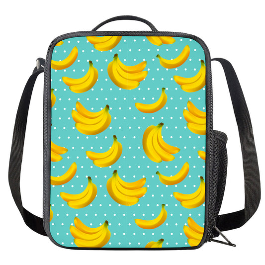 Polka Dot Banana Pattern Print Crossbody Lunch Bag