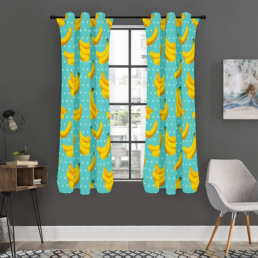 Polka Dot Banana Pattern Print Curtain