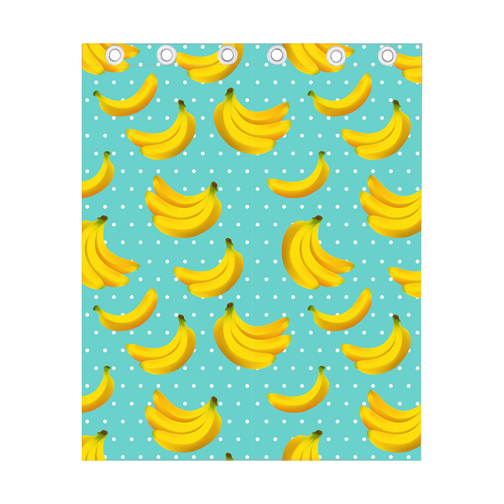 Polka Dot Banana Pattern Print Curtain