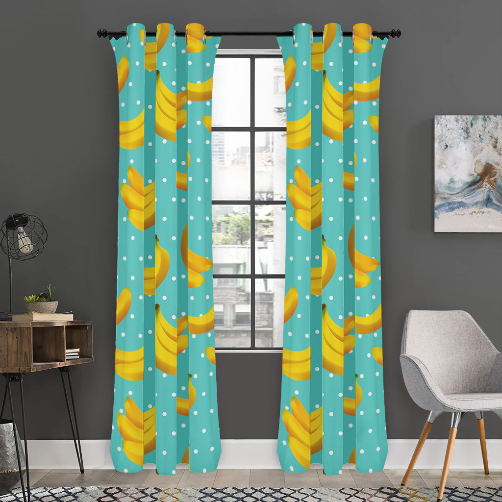 Polka Dot Banana Pattern Print Curtain