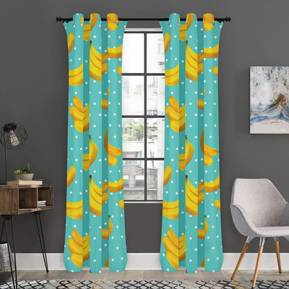 Polka Dot Banana Pattern Print Curtain